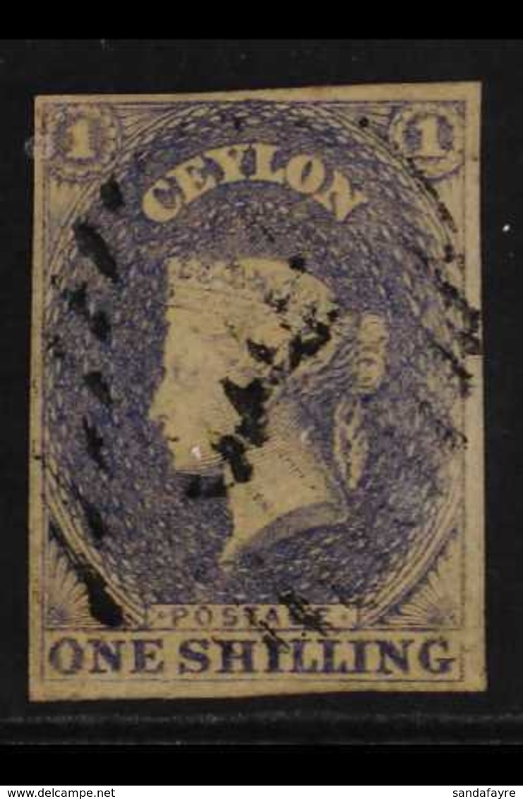 1857-59 1s Slate-violet, SG 10, Fine Used, Four Good To Large Margins. For More Images, Please Visit Http://www.sandafay - Ceylon (...-1947)
