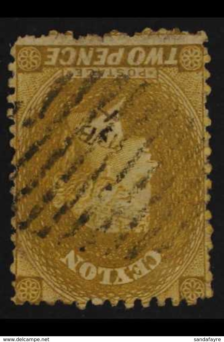 1863-66 2d Ochre WATERMARK INVERTED & REVERSED Variety, SG 51y, Fine Used, Tiny Thin Spot, Fresh & Very Scarce, Cat £600 - Ceylon (...-1947)