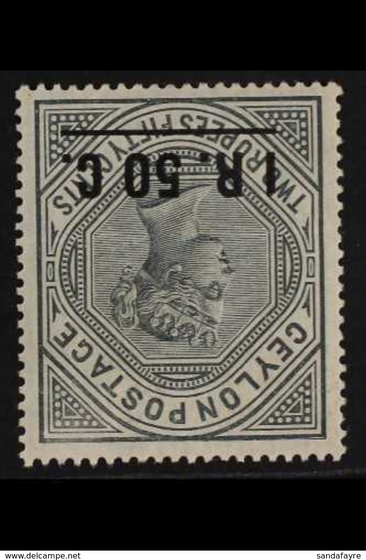 1898-99 1.50r On 2.50r Slate Surcharge WATERMARK INVERTED Variety, SG 254w, Fine Mint, Horizontal Creases, Very Fresh &  - Ceylon (...-1947)