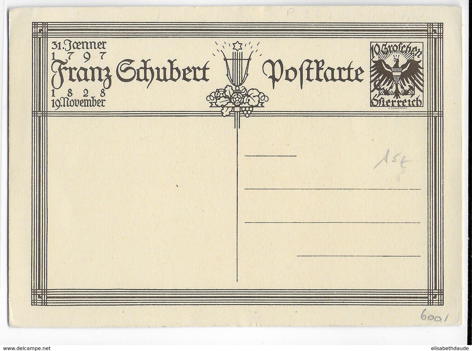 1928 - AUTRICHE - CP ENTIER ILLUSTREE De SCHUBERT - MUSIQUE - Other & Unclassified