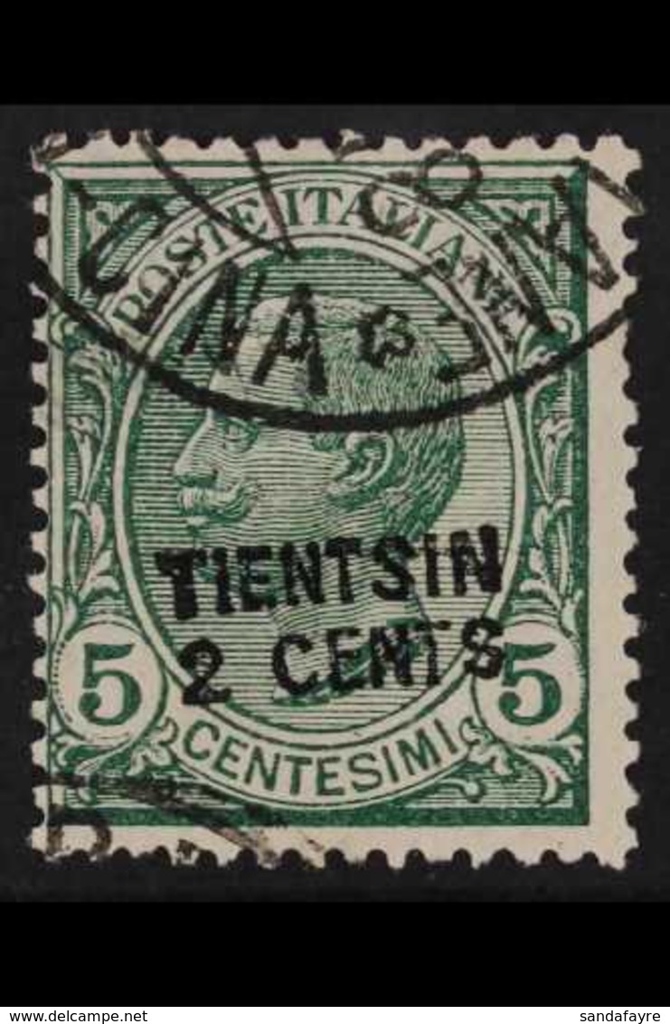 ITALIAN POST OFFICES TIENTSIN - 1917 2c On 5c Green, SG 31, Very Fine Used. For More Images, Please Visit Http://www.san - Other & Unclassified