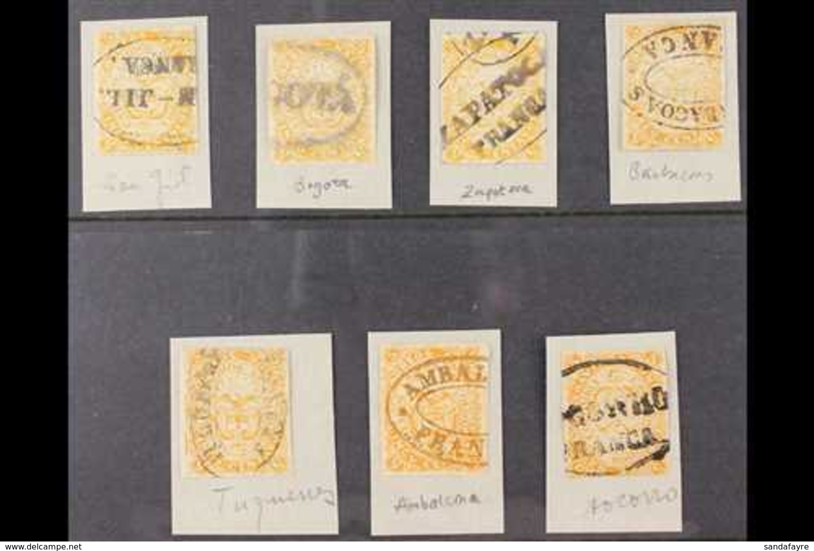 1868 5c Orange (Scott 53, SG 51) Seven Used Stamps With Various Oval Postmarks Incl San Jil, Bogota, Zapatoca, Barbacoas - Kolumbien