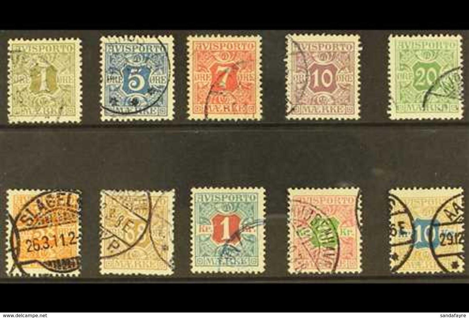 NEWSPAPER 1907 (watermark Crown) Complete Set, SG N131/N140, Very Fine Used. (10 Stamps) For More Images, Please Visit H - Sonstige & Ohne Zuordnung