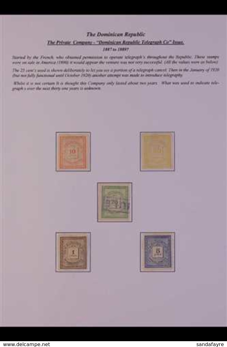 TELEGRAPH STAMPS COLLECTION. 1887 TO 1945 Collection Of Mint & Used Telegraph Stamps On 4 Album Pages Begins With The 18 - Dominica (...-1978)