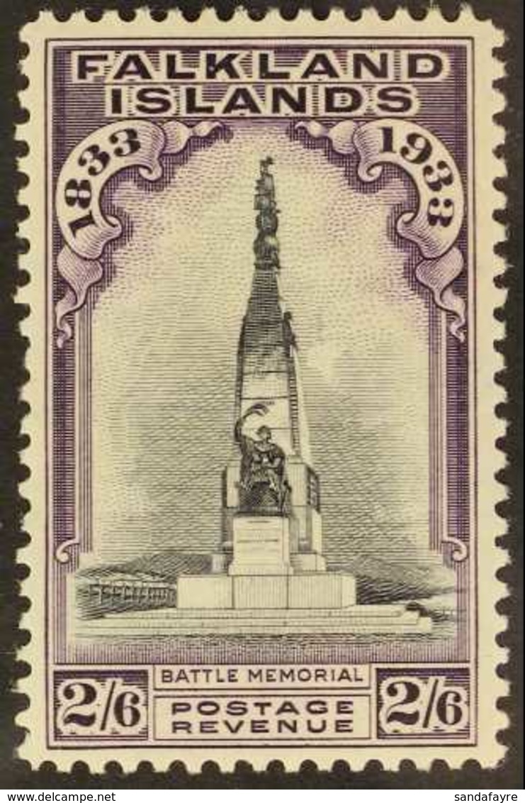 1933 Centenary 2s6d Black And Violet, SG 135, Very Fine Lightly Hinged Mint. For More Images, Please Visit Http://www.sa - Falkland Islands