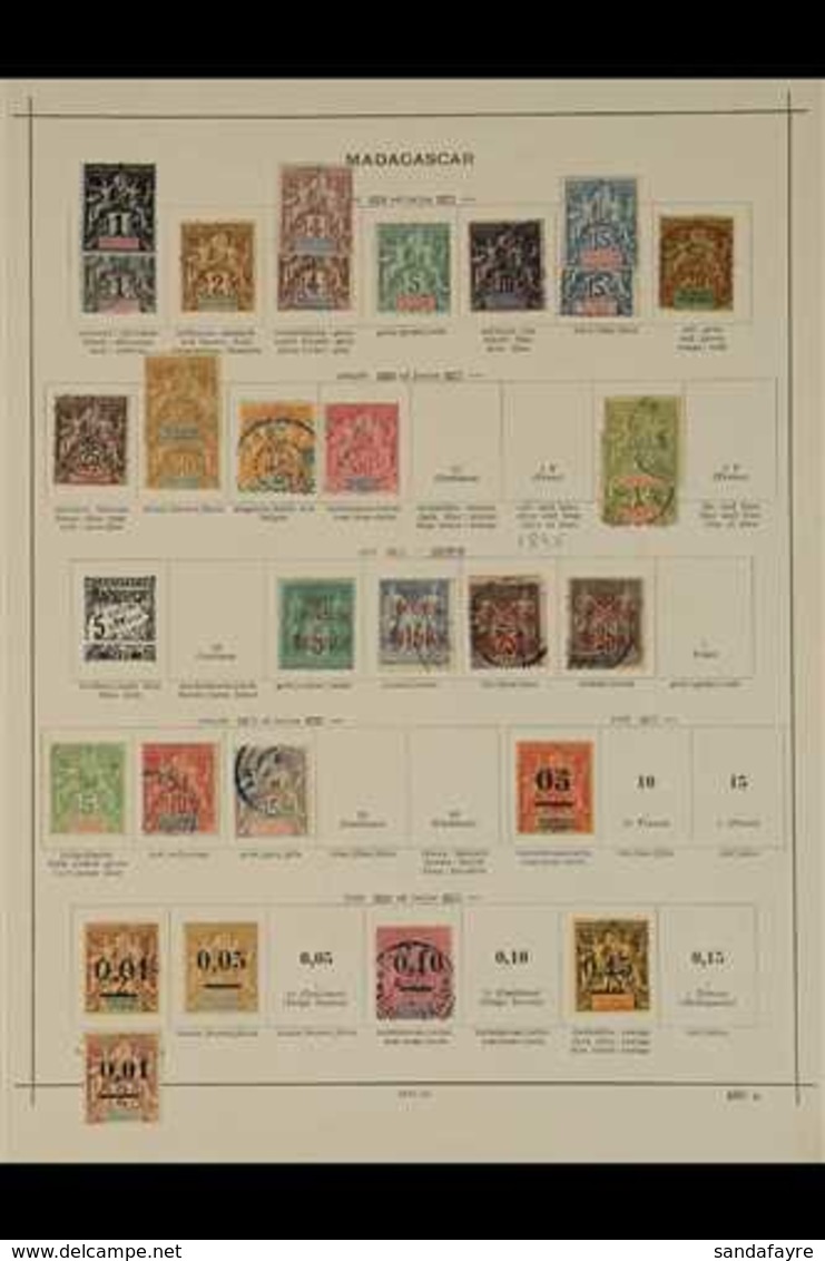 MADAGASCAR 1895-1935 CLEAN AND ATTRACTIVE COLLECTION On Printed Pages, Plus Further Stamps On A Stockleaf Awaiting Sorti - Altri & Non Classificati