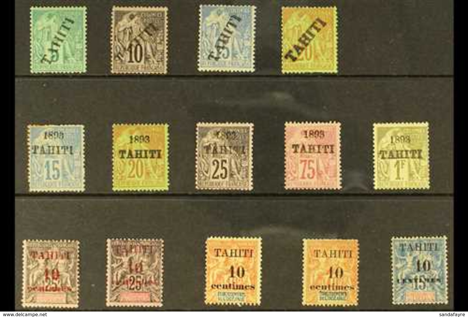 TAHITI 1893-1903 Fine Mint All Different Collection. With 1893 Diagonal Overprint 5c To 20c (the 10c & 20c No Gum); "189 - Sonstige & Ohne Zuordnung