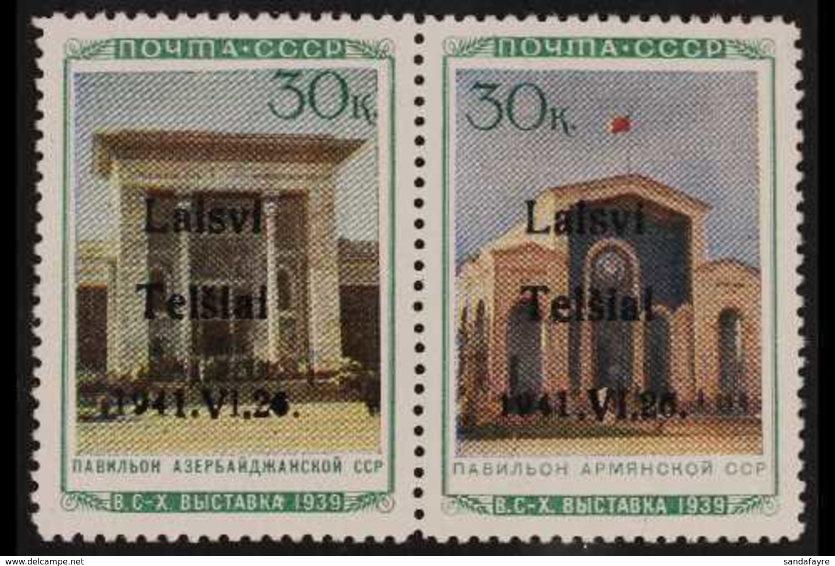 TELSIAI (TELSCHEN) 1941 30k Pictorial Horizontal Se-tennat PAIR, Michel 18 II/ 19 II, Unused Without Gum Signed Kirschke - Altri & Non Classificati