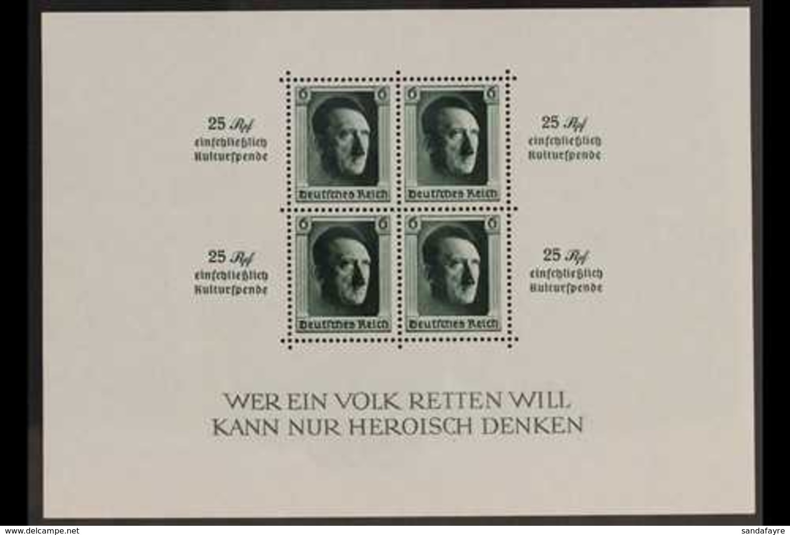 1937 Culture Fund Miniature Sheet (Michel Block 9, SG MS637), Never Hinged Mint, Fresh. For More Images, Please Visit Ht - Sonstige & Ohne Zuordnung