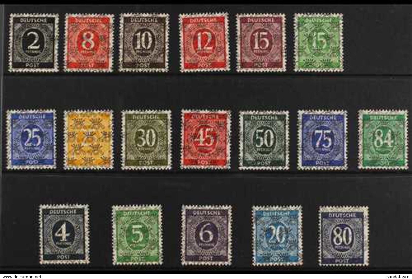 AMERICAN & BRITISH ZONE 1948. INVERTED NET OVERPRINT COLLECTION Presented On A Stock Card, Mostly - Very Lightly Hinged  - Altri & Non Classificati