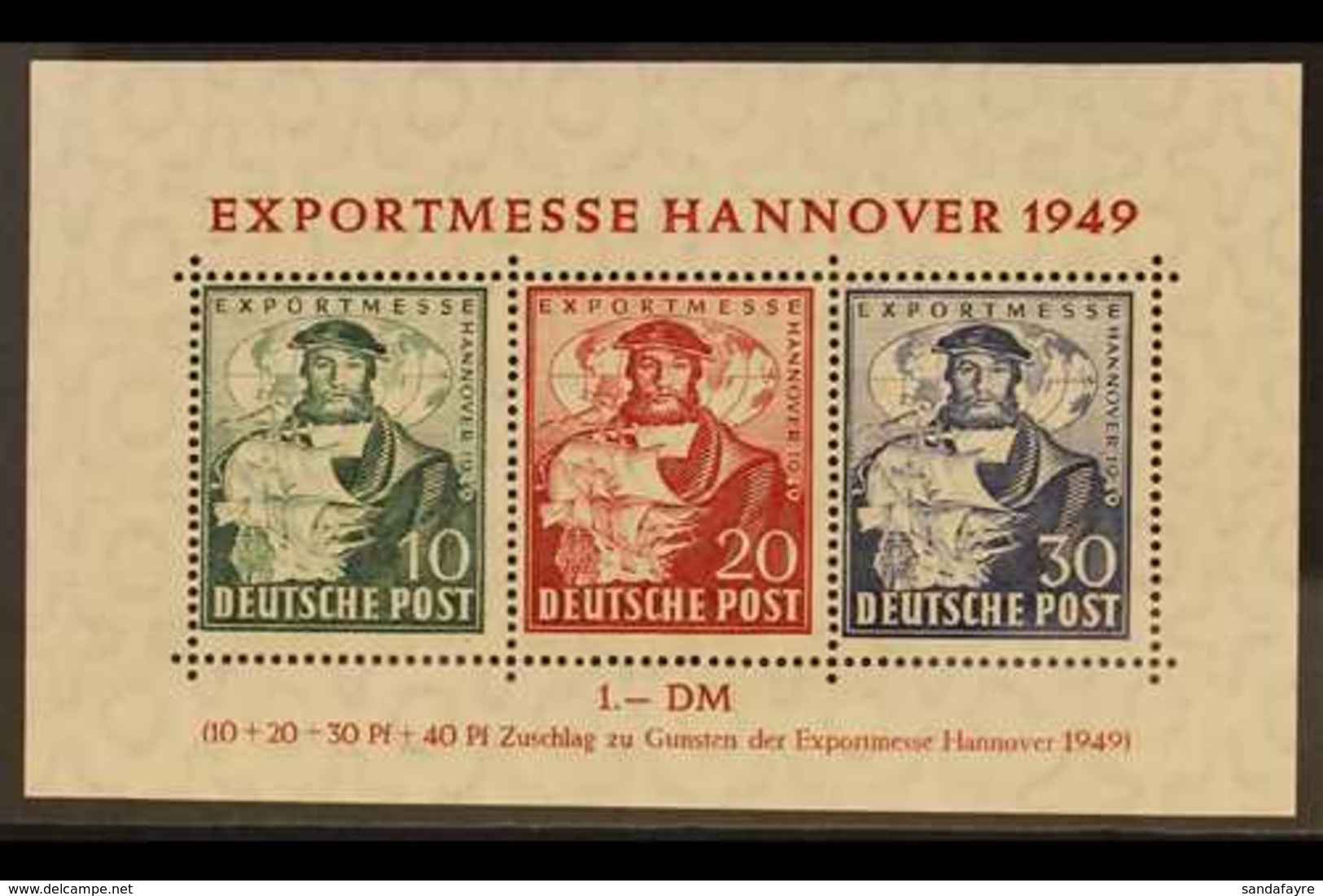 BRITISH / AMERICAN ZONE 1949 Hannover Fair Miniature Sheet, Mi Block 1a, Never Hinged Mint For More Images, Please Visit - Altri & Non Classificati