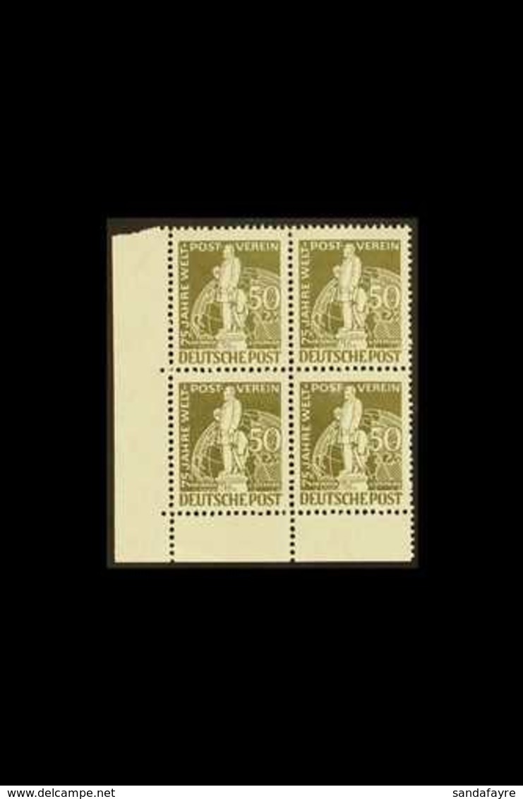 1949 50pf Brown-olive Universal Postal Union (Michel 38, SG B57), Fine Mint (two Stamps Are Never Hinged) Lower Left Cor - Other & Unclassified