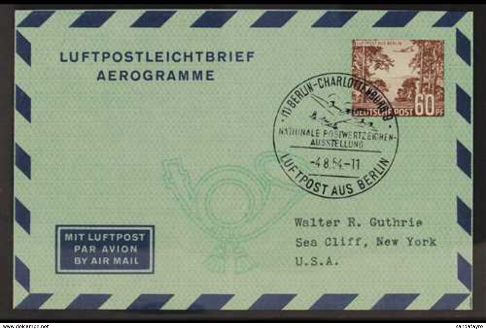 1954 60pf Brown Aerogramme, Mi LF6, Philatelic Use With Special Cancel. For More Images, Please Visit Http://www.sandafa - Altri & Non Classificati