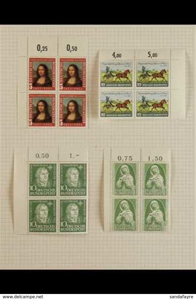 1952-1955 ALL DIFFERENT MINT / NHM BLOCKS OF FOUR. A MINT/NHM COLLECTION Of Marginal & Corner Blocks Of 4 Presented On A - Altri & Non Classificati