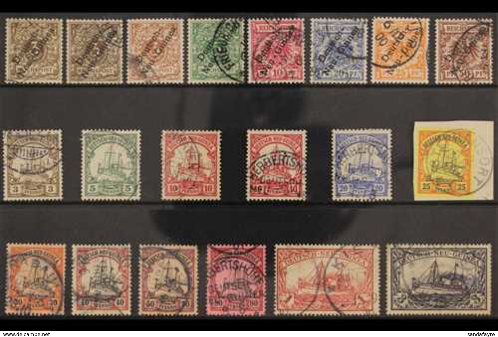 GERMAN NEW GUINEA 1897-1908 USED COLLECTION Presented On A Stock Card That Includes 1897-1899 "Deutsch-Neu-Guinea" Overp - Other & Unclassified