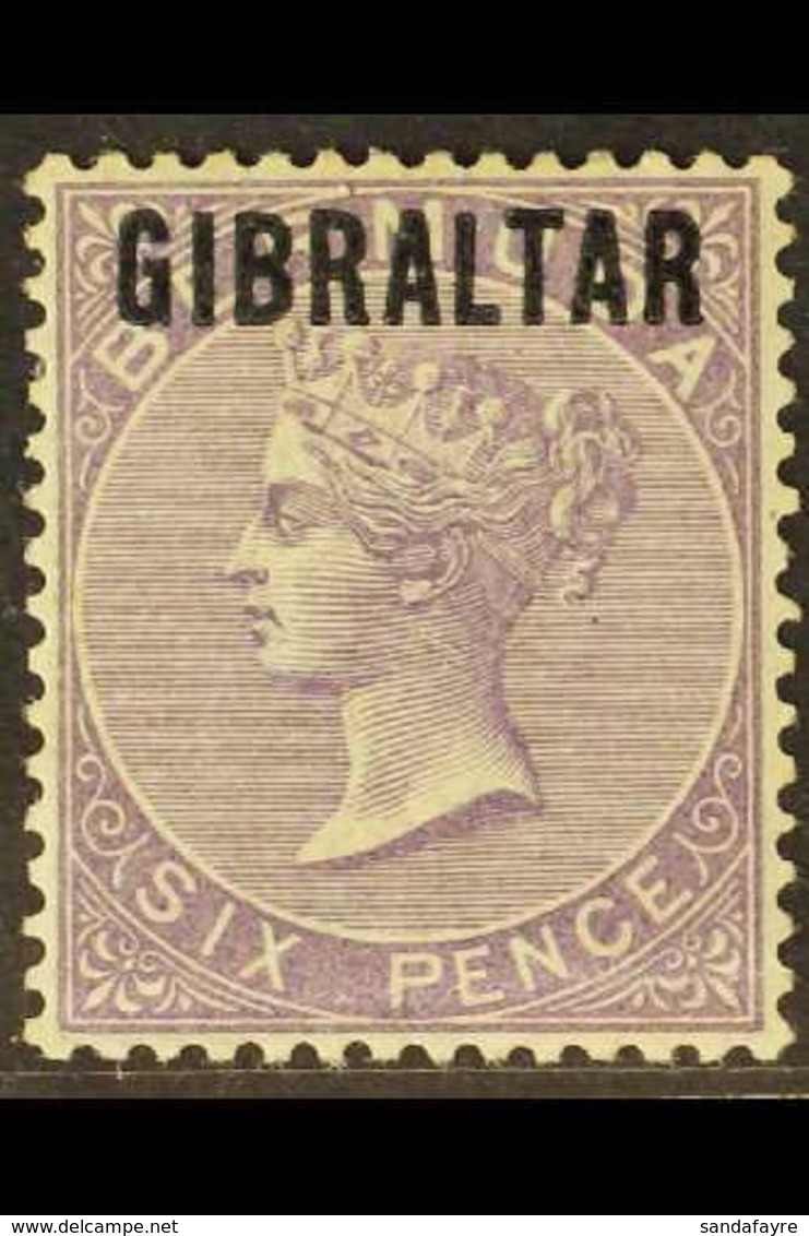 1886 6d Deep Lilac Overprinted, SG 6, Mint With Large Part Gum, Light Crease At Base, Fresh ! For More Images, Please Vi - Gibilterra