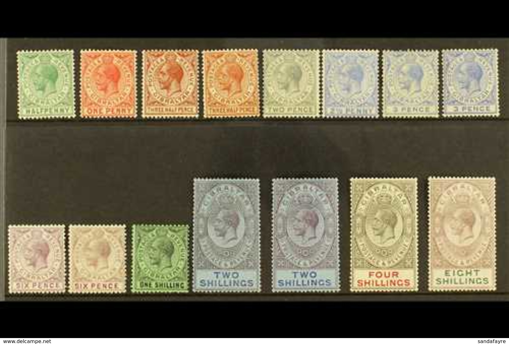 1921-27 KGV Multi Script CA Wmk Set With ALL Listed Shade Variants, SG 89/101, Fine Mint (15 Stamps) For More Images, Pl - Gibilterra