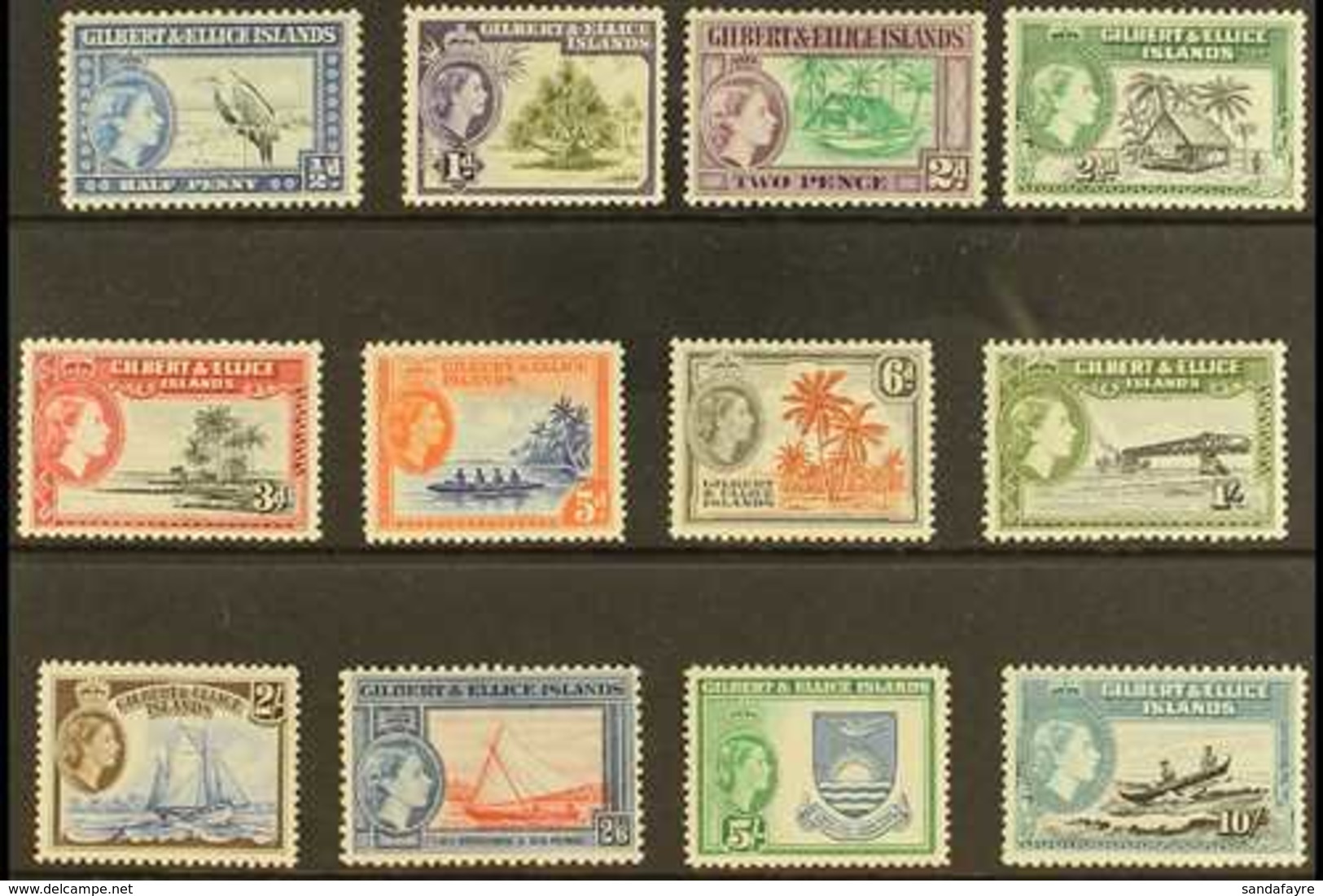 1956-62 Definitive Set, SG 64/75, Never Hinged Mint (12 Stamps) For More Images, Please Visit Http://www.sandafayre.com/ - Gilbert & Ellice Islands (...-1979)