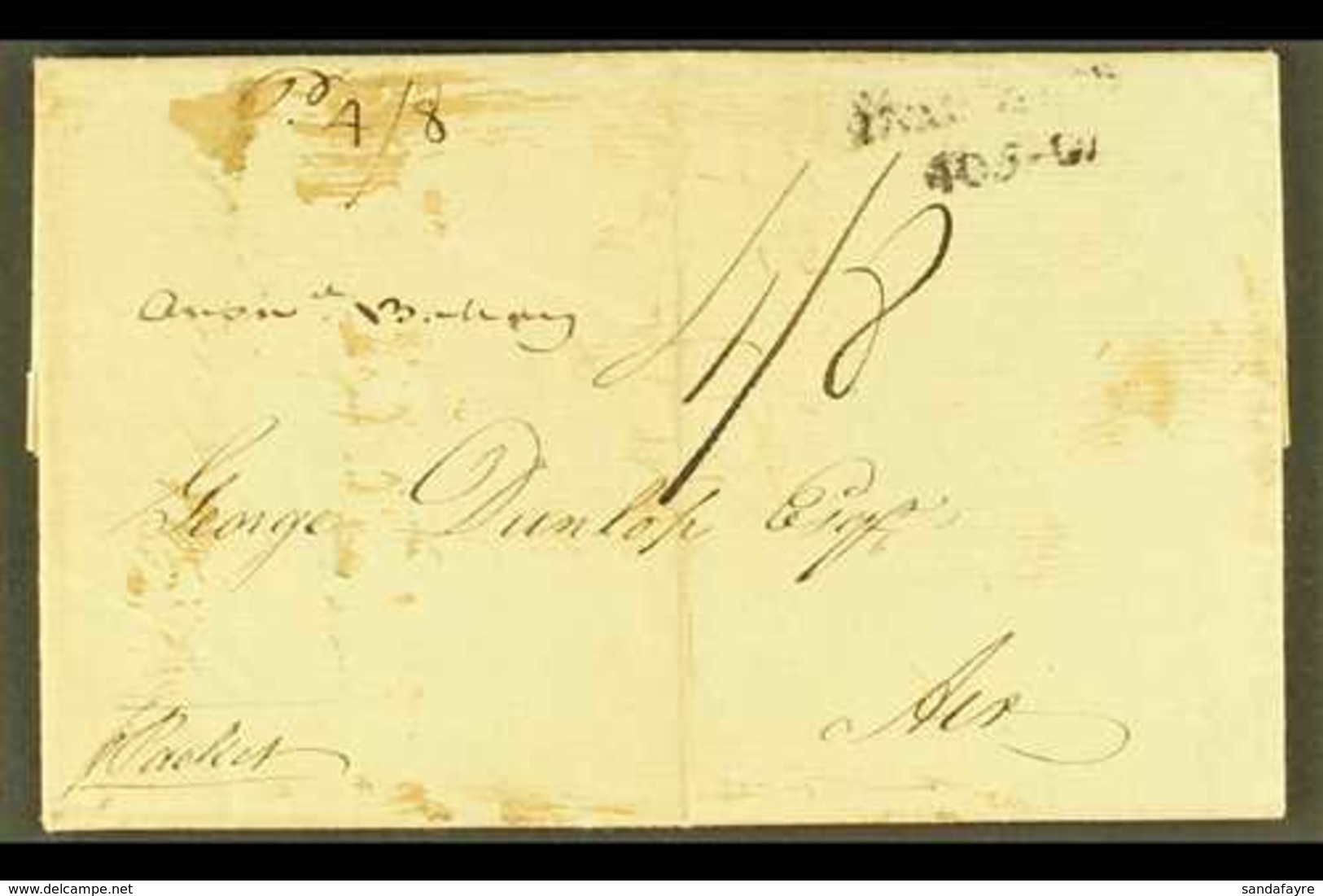 1812 ENTIRE TO SCOTLAND 1812 (4 FEB) Entire Letter Addressed To George Dunlop At Ayr, With Manuscript "4/8" Rate And End - Grenada (...-1974)