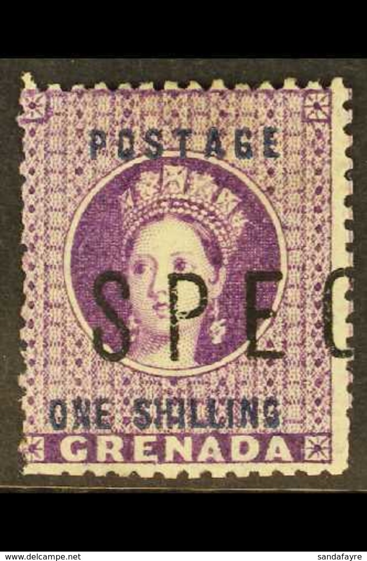 1875 SPECIMEN 1s Deep Mauve, SG 13, "Spec" ½ Of A Pair Overprinted "Specimen", All Pairs Were Split Before Distribution. - Grenada (...-1974)