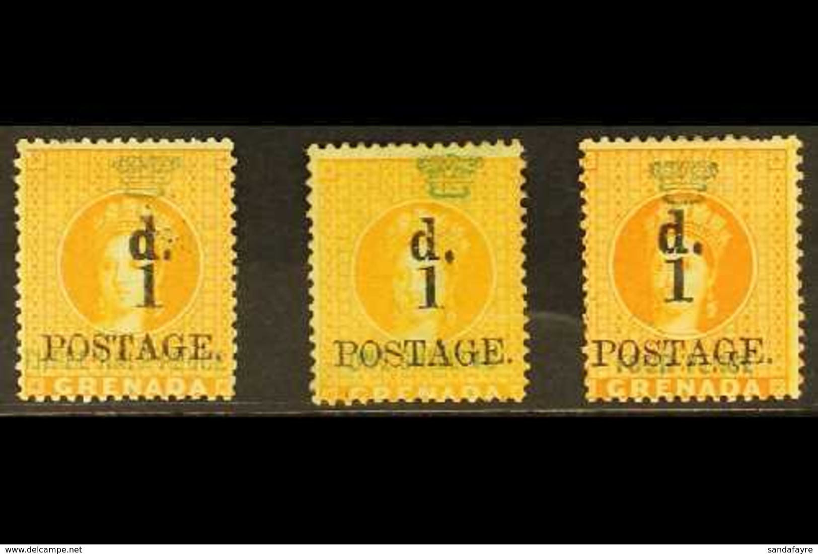 1886 (Oct - Dec) 1d On 1½d, 1d On 1s And 1d On 4d Orange, SG 37/39, Fine Mint. (3 Stamps) For More Images, Please Visit  - Grenada (...-1974)