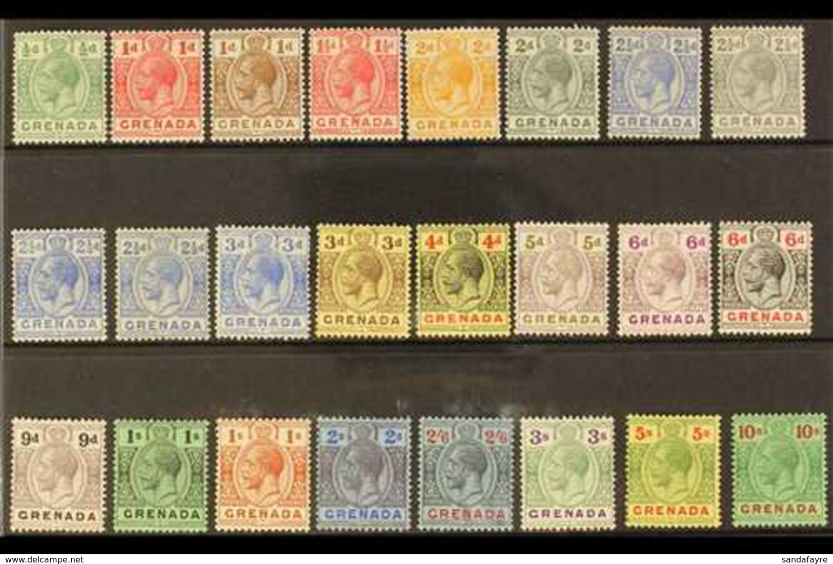 1921-31 KGV Definitive Set Of All Values, SG 112/134, Neatly Presented On A Stock Card (24 Stamps) For More Images, Plea - Grenada (...-1974)