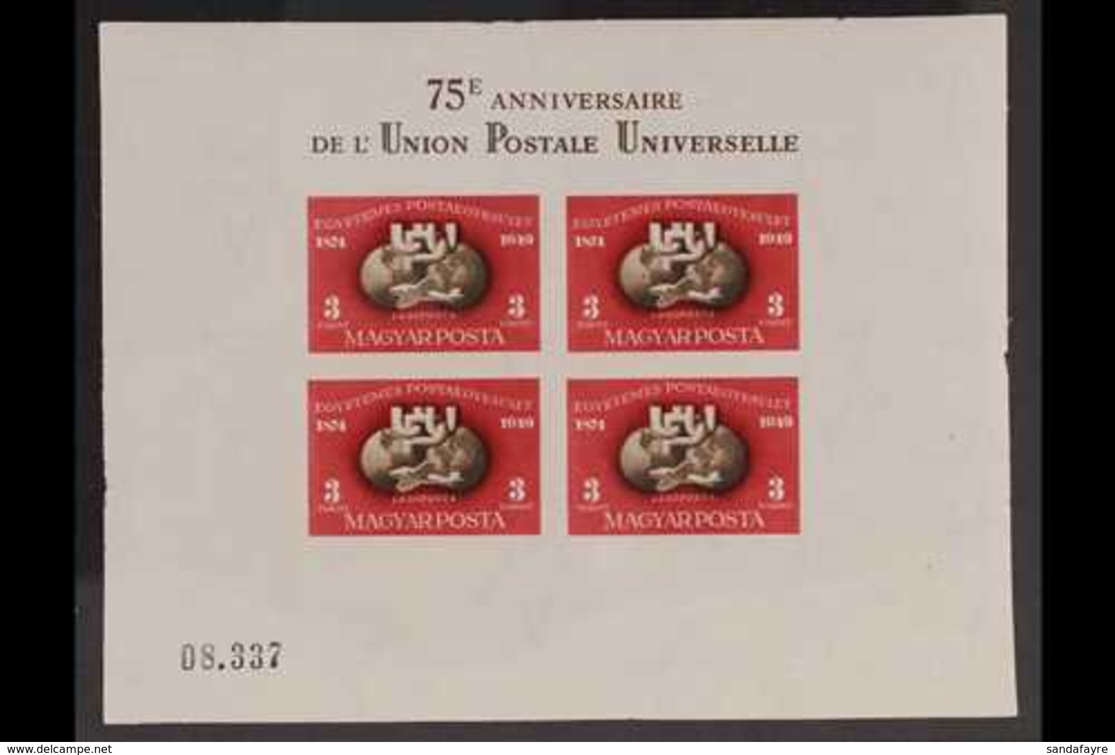 1949 UPU 75th Anniversary Imperf Miniature Sheet (Mi Block 18B, SG MS1072), Never Hinged Mint. For More Images, Please V - Sonstige & Ohne Zuordnung