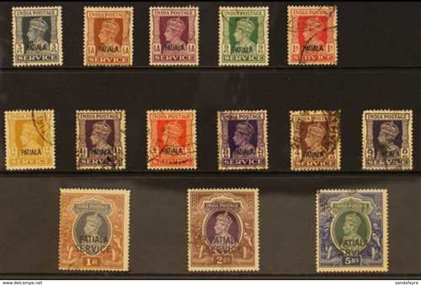 PATIALA OFFICIALS. 1939-44 Official Stamps Overprinted Set, SG O71/84, Fine Used (14 Stamps) For More Images, Please Vis - Sonstige & Ohne Zuordnung