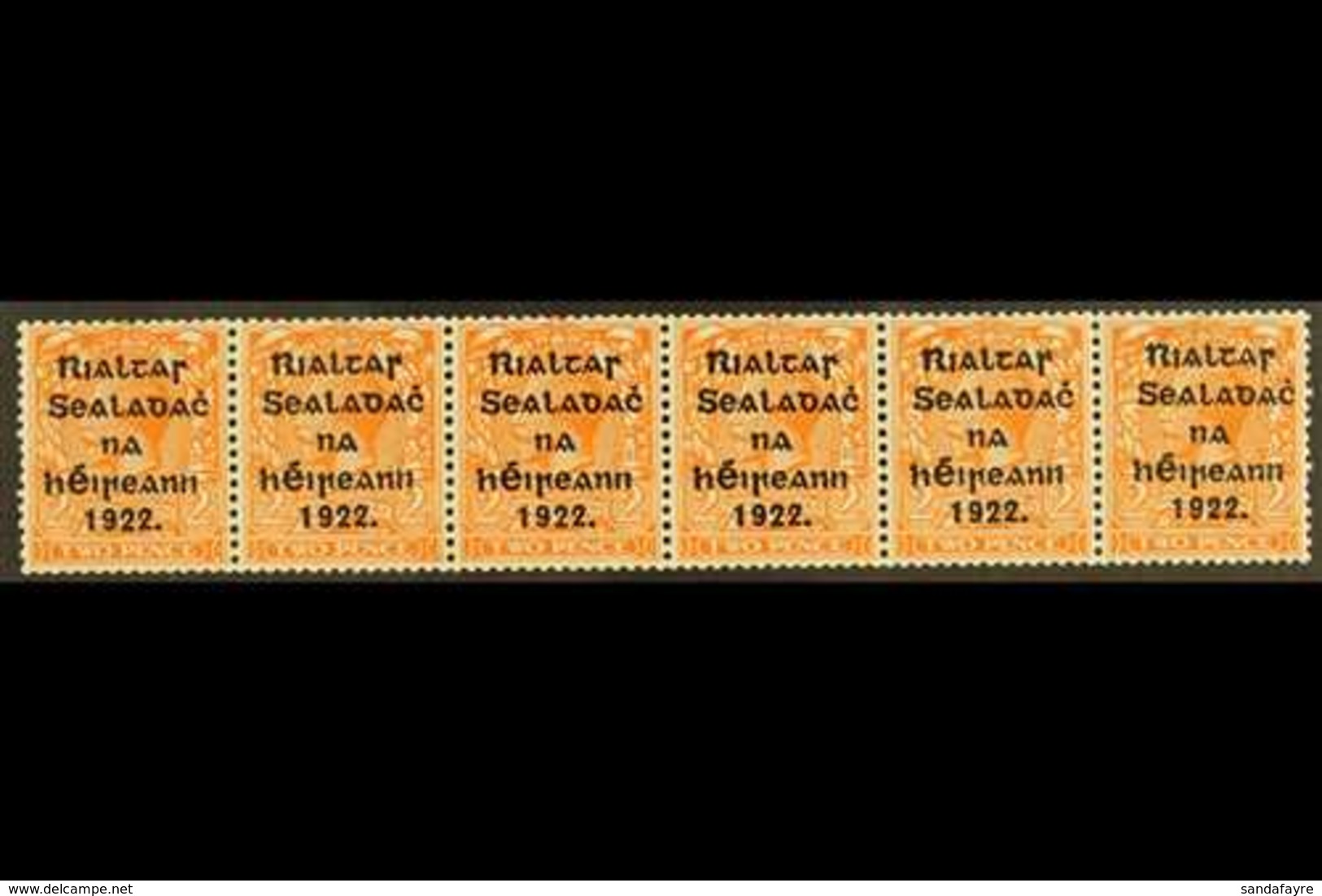 1922 Harrison 2d Orange Die II, SG 291, Horizontal Strip Of Six, Fine Mint With Four Nhm. For More Images, Please Visit  - Sonstige & Ohne Zuordnung