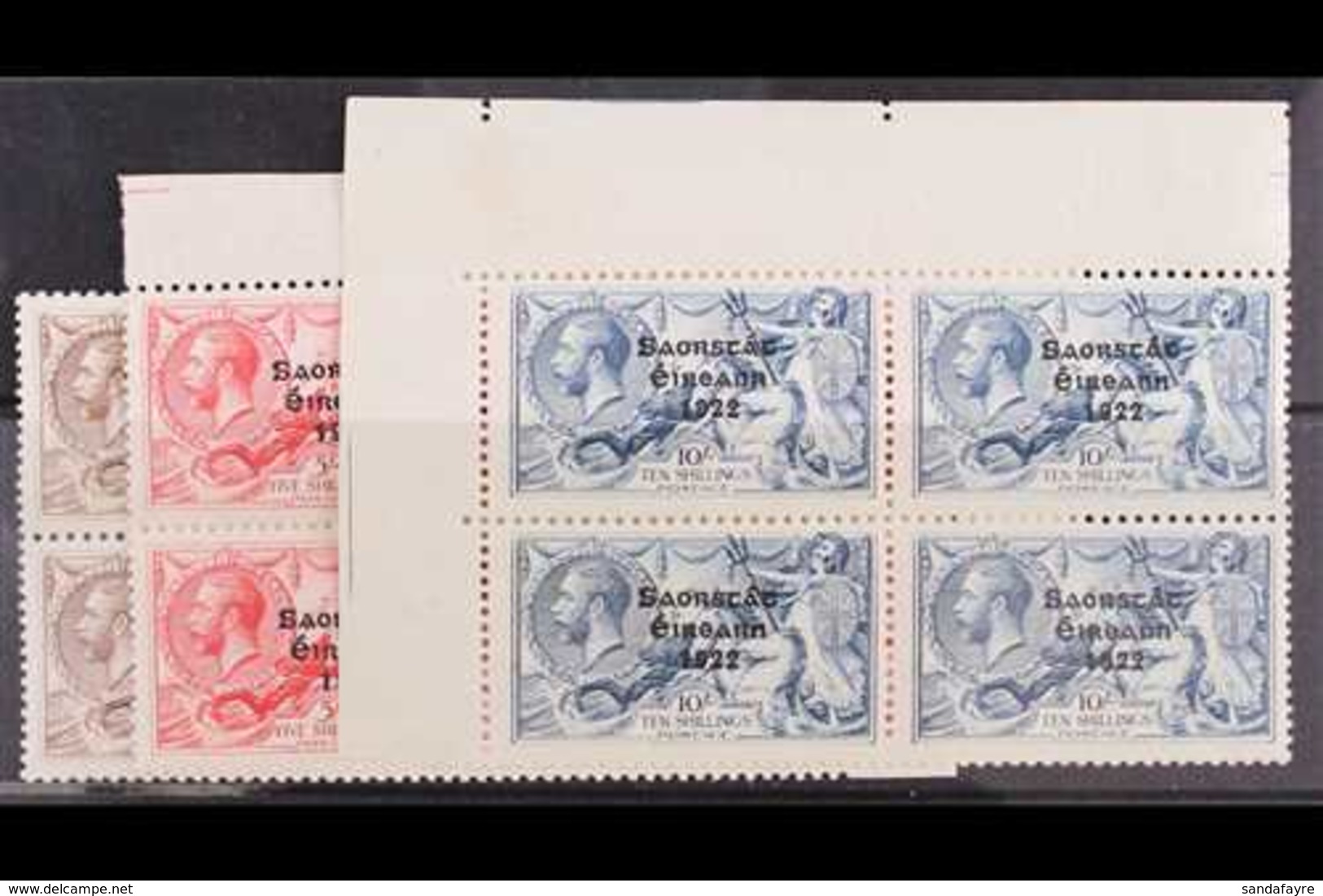 1927 - 8 "Wide - Date" Seahorse Set, SG 86/88, In Superb Never Hinged Mint Marginal (2s6d) Or Corner Blocks Of Four. (12 - Other & Unclassified