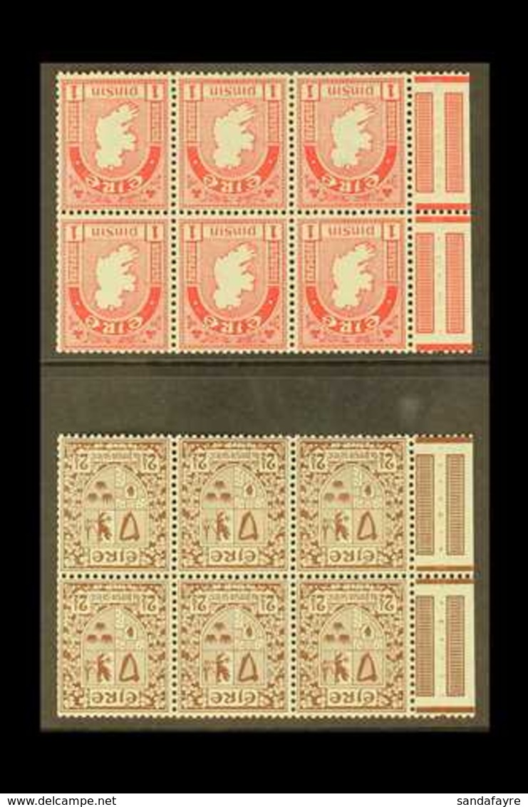 1940-68 MINT BOOKLET PANES 1d Carmine & 2½d Red Brown "INVERTED WATERMARK" Booklet Panes With Binding Margins (SG 112aw  - Other & Unclassified