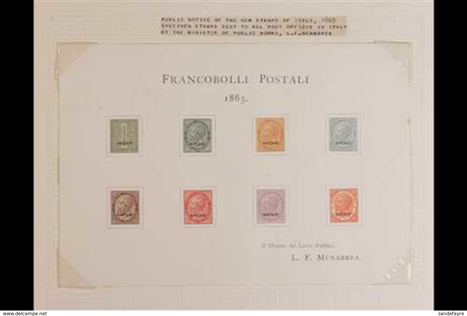 1863 SPECIALISED VICTOR EMANUEL II COLLECTION Fabulous Collection Starting With The Menabrea Proof Sheet With The Comple - Unclassified