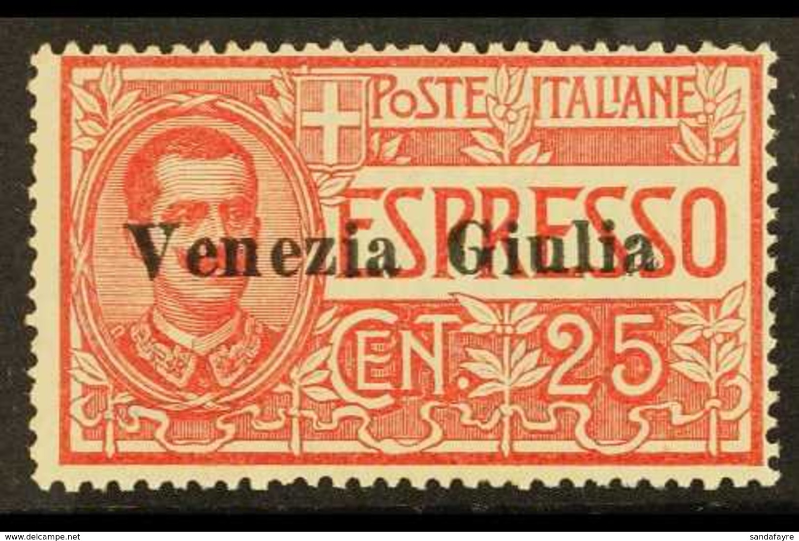 VENEZIA GIULIA 1919 25c Red Express, Sass 1, Very Fine Never Hinged Mint. Signed Sorani. Cat €450 (£340) For More Images - Non Classificati