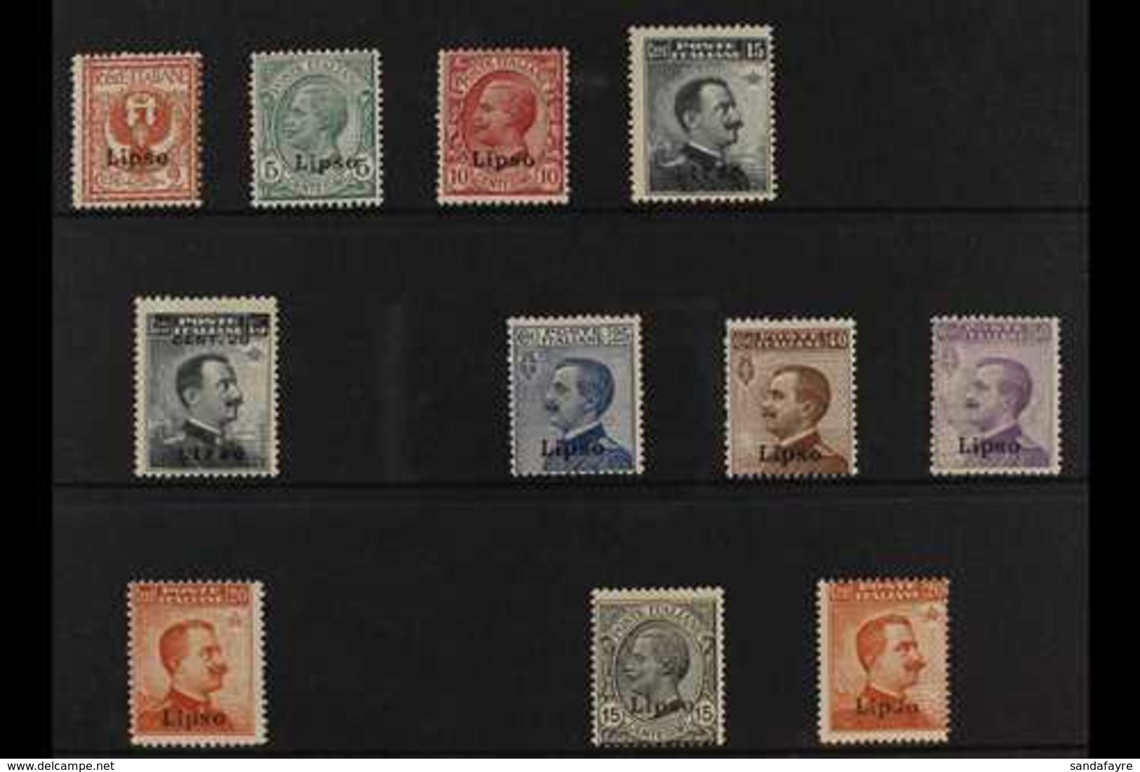 LIPSO (LISSO) 1912-1922 "Lipso" Local Overprints Complete Set (SG 3F/13F, Sassone 1/11), Fine Mint, very Fresh. (11 Stam - Other & Unclassified