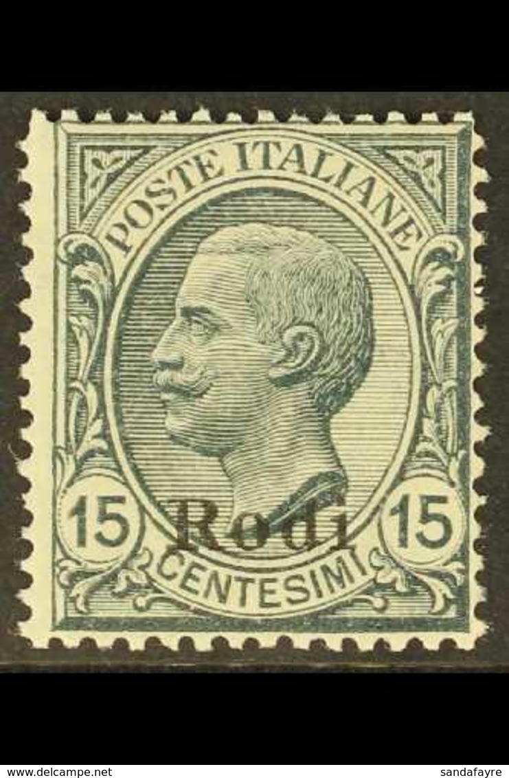 RODI 1918-22 15c Slate Watermarked "Rodi" Overprint (Sassone 11, SG 6J), Never Hinged Mint, Fresh. For More Images, Plea - Other & Unclassified