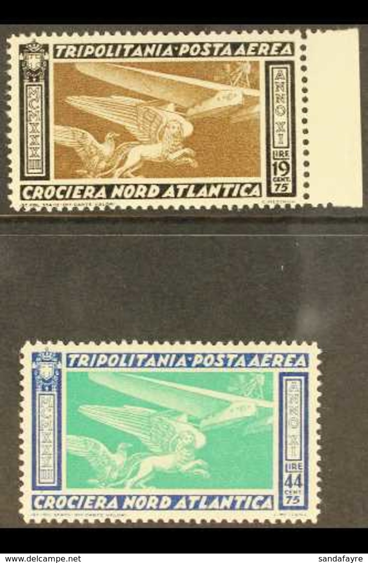 TRIPOLITANIA 1933 Air Balbo Flight Complete Set (Sassone 28/29, SG 177/78), Never Hinged Mint, Very Fresh, Both Stamps E - Other & Unclassified