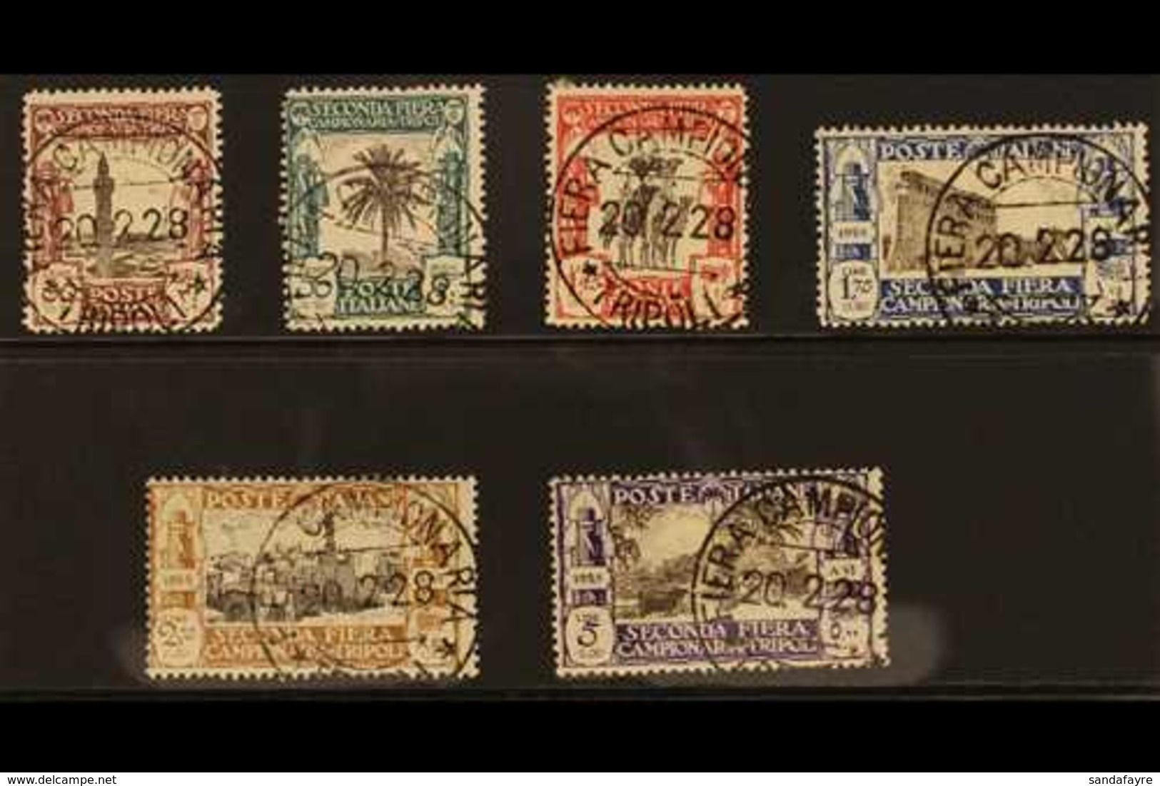 TRIPOLITANIA 1928 Second Tripoli Trade Fair Set (SG 49/54, Sass. Libia S. 15), Very Fine (first Day) Cds Used. (6 Stamps - Other & Unclassified