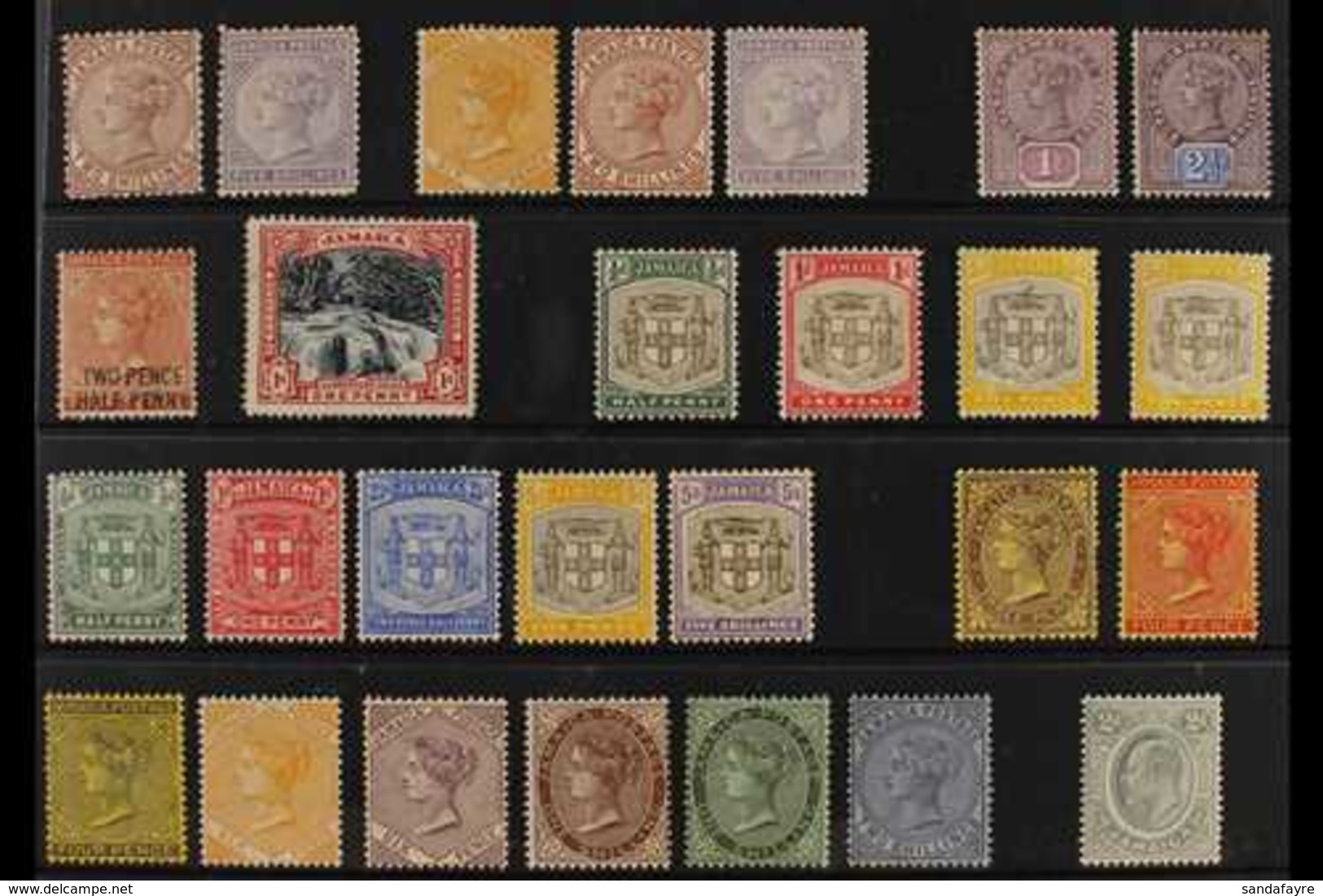 1870-1911 OLD TIME MINT COLLECTION Presented On A Stock Card That Includes 1870 CC WMK 2s & 5s, 1883-97 CA Wmk 6d, 2s &  - Jamaica (...-1961)