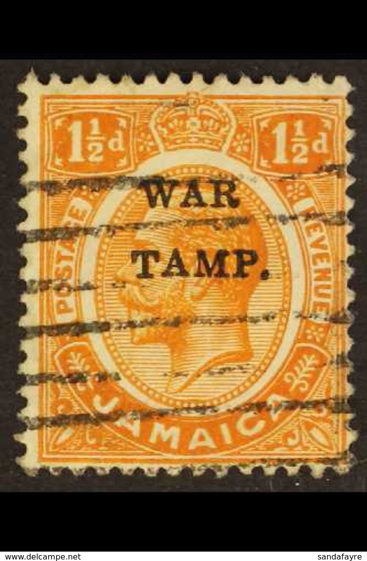 1916 "War Stamp" 1½d Orange With "S" In "STAMP" Omitted, SG 71b, Used. Nice Item! For More Images, Please Visit Http://w - Jamaica (...-1961)