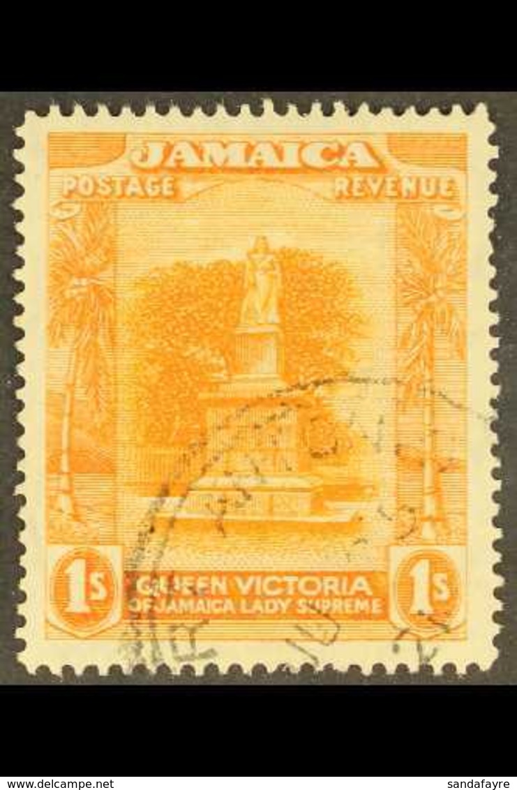 1919-21 RARE WATERMARK VARIETY. 1919-21 1s Orange-yellow & Red-orange "C" OF "CA" MISSING FROM WATERMARK Variety, SG 85b - Jamaica (...-1961)