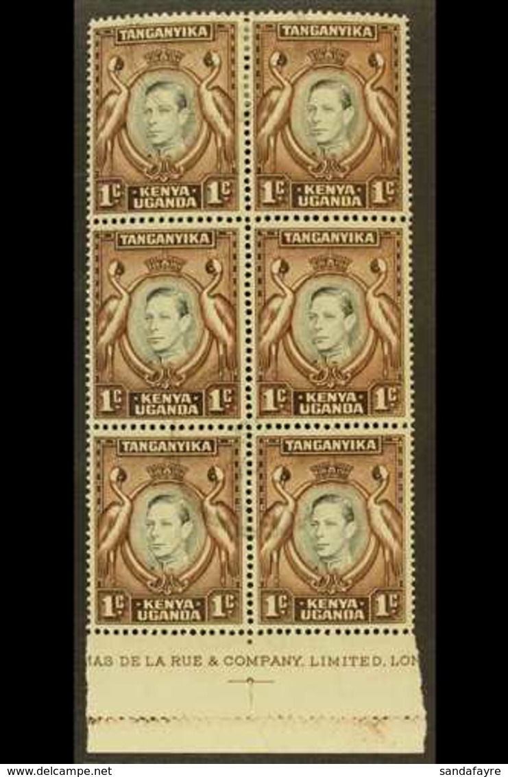 1938 1c Black And Red-brown Perf 13¼ With RETOUCHED VALUE TABLET Variety, SG 131ad, In A Very Fine Used Positional Block - Vide