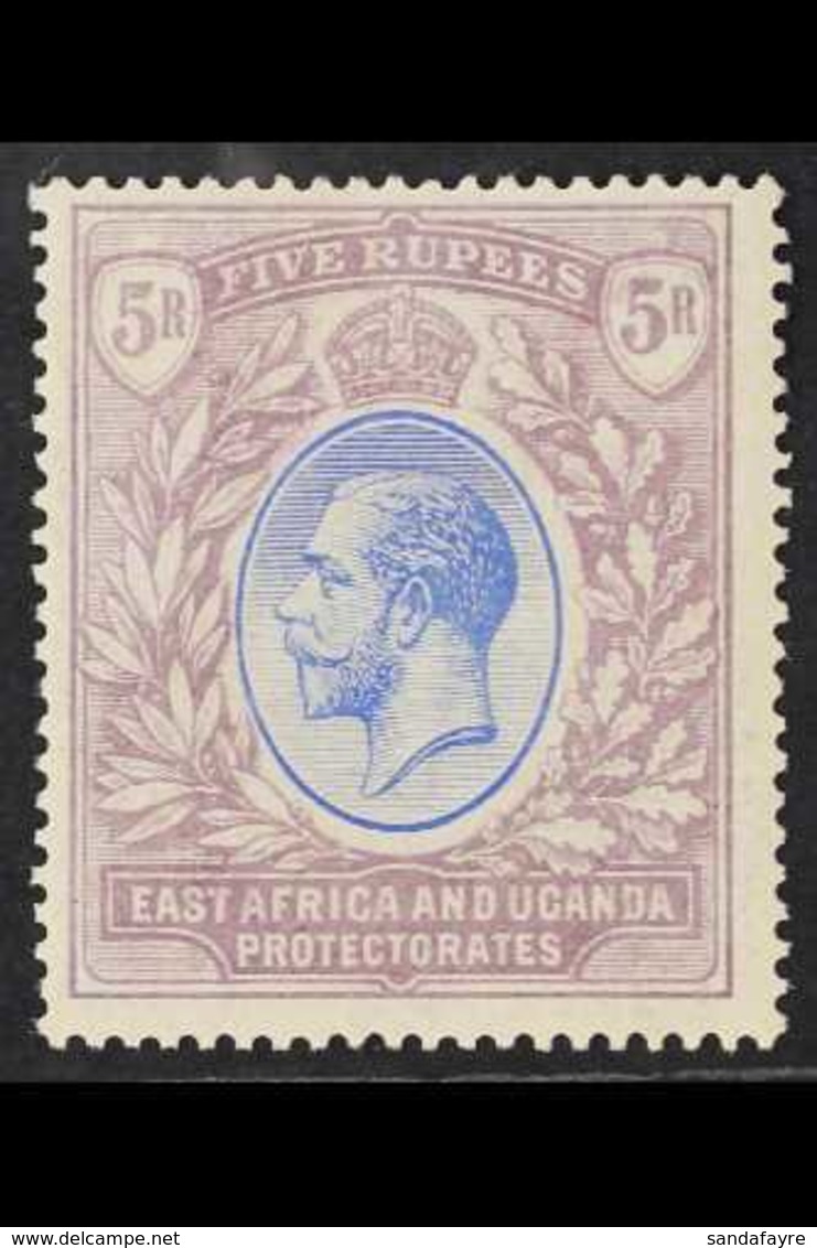 EAST AFRICA AND UGANDA 1921 5r Blue And Dull Purple, Wmk Script, SG 74, Very Fine Mint.  For More Images, Please Visit H - Vide