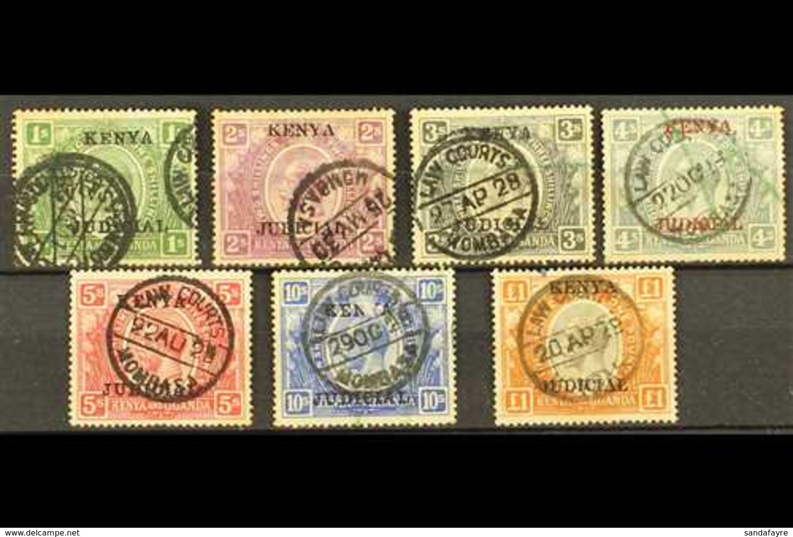 REVENUE STAMPS 1922 Kenya Judicial  (16mm) Ovpts On 1s To £1, BF 25-31, Used. (7 Stamps) For More Images, Please Visit H - Vide