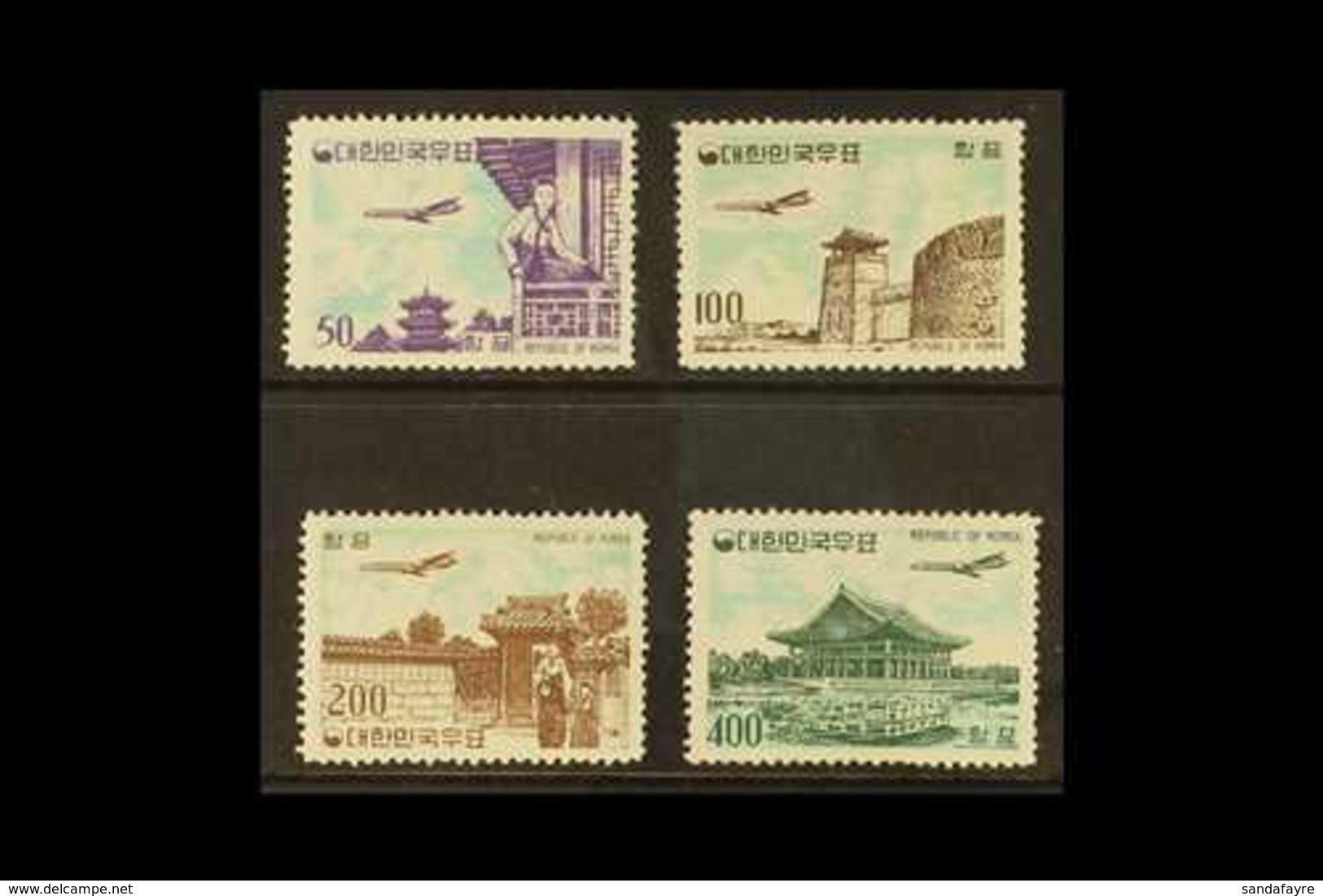 1961 Airmail Set, SG 417/20, Natural Line In Gum On 400h, Otherwise Never Hinged Mint (4 Stamps). For More Images, Pleas - Korea, South