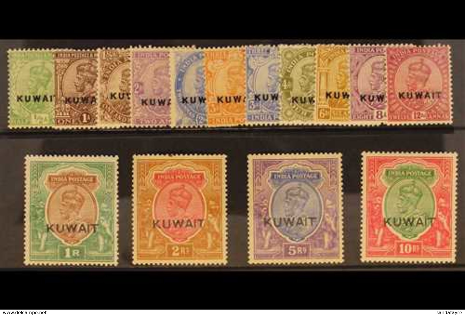 1923 Geo V Set To 10r Complete, Overprinted "Kuwait", SG 1/15, Very Fine Mint. (15 Stamps) For More Images, Please Visit - Kuwait