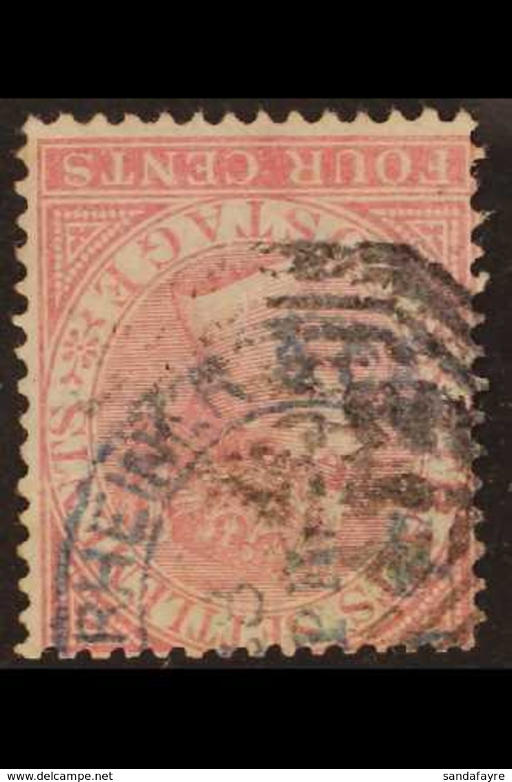 1867-72 4c Rose, Wmk Crown CC Inverted, SG 12w, Used. Unpriced Used In SG (cat £350 Mint). For More Images, Please Visit - Straits Settlements