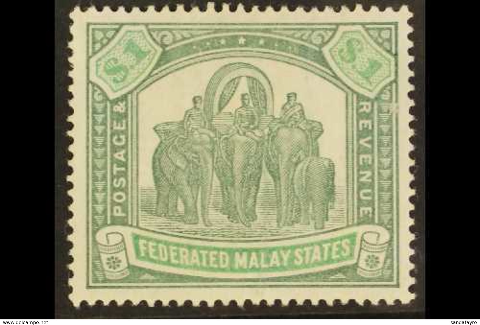 FEDERATED STATES $1 Green And Pale Green, Wmk CC, "Elephants", SG 23, Very Fine Mint. For More Images, Please Visit Http - Sonstige & Ohne Zuordnung