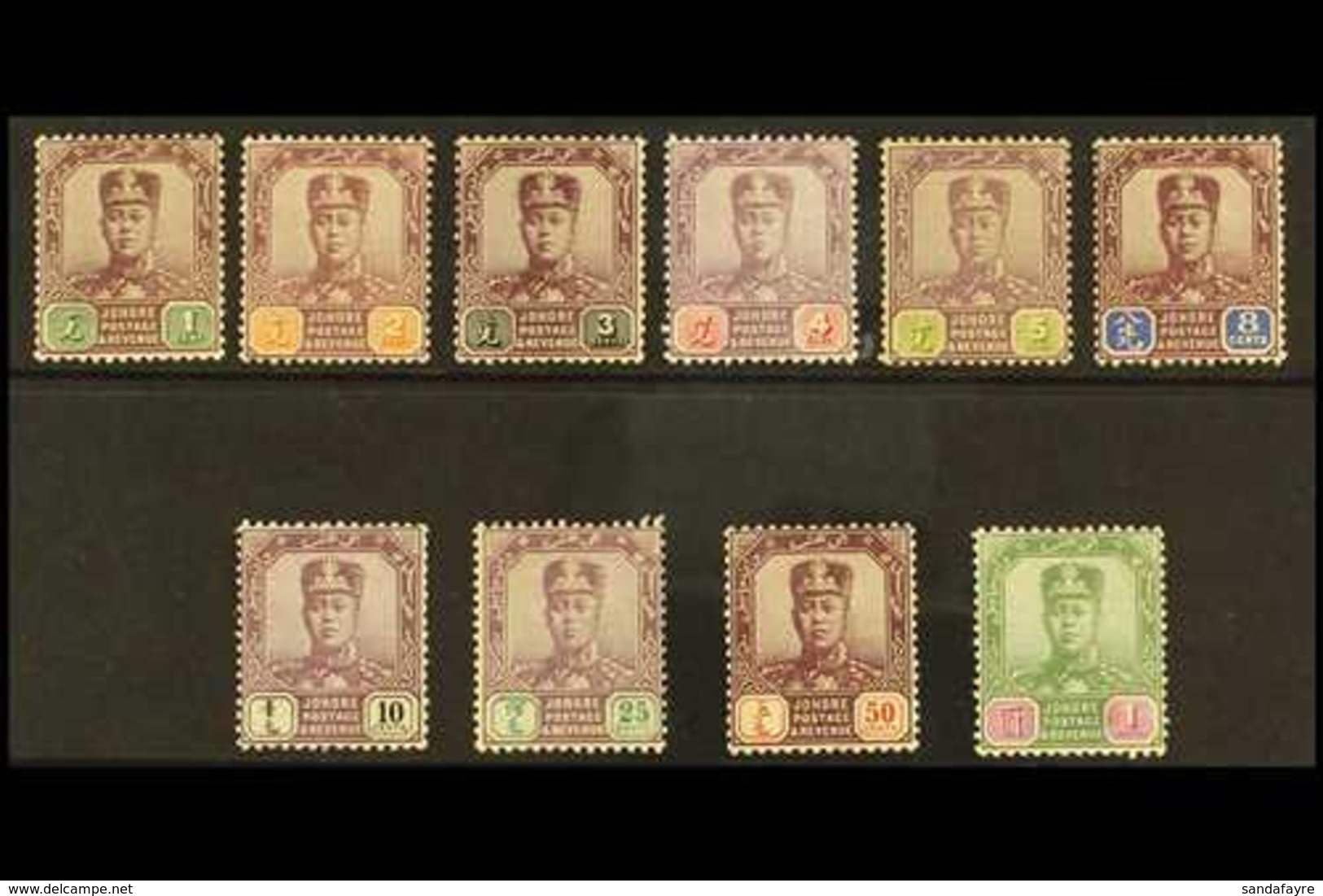 JOHORE 1910 Sultan Set, Wmk Vert. Rosettes, SG 78/87, Fine Mint, 10c Toned Gum. (10 Stamps) For More Images, Please Visi - Altri & Non Classificati