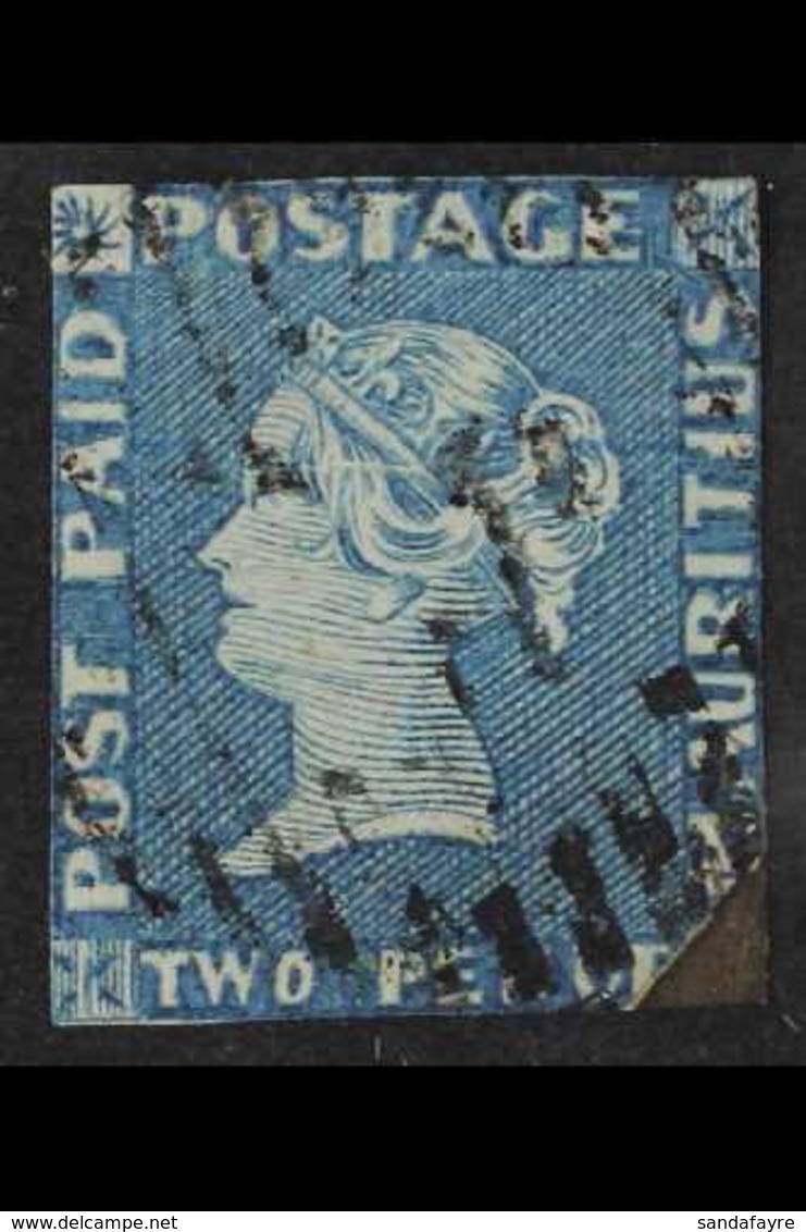 1853-55 "PENOE" VARIETY 2d Blue Imperf "POST PAID", Early Impression, Showing The "PENOE" For PENCE Variety From Positio - Mauritius (...-1967)
