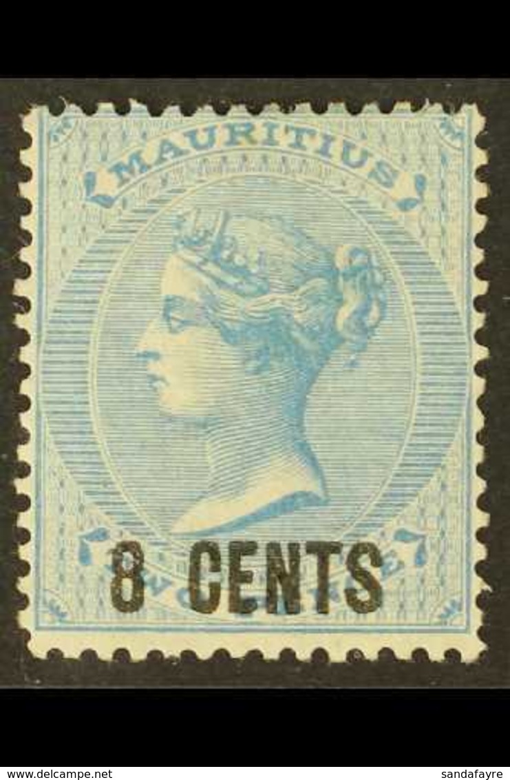 1878 8c On 2d Blue, CC Wmk, SG 85, Fine Mint For More Images, Please Visit Http://www.sandafayre.com/itemdetails.aspx?s= - Mauritius (...-1967)